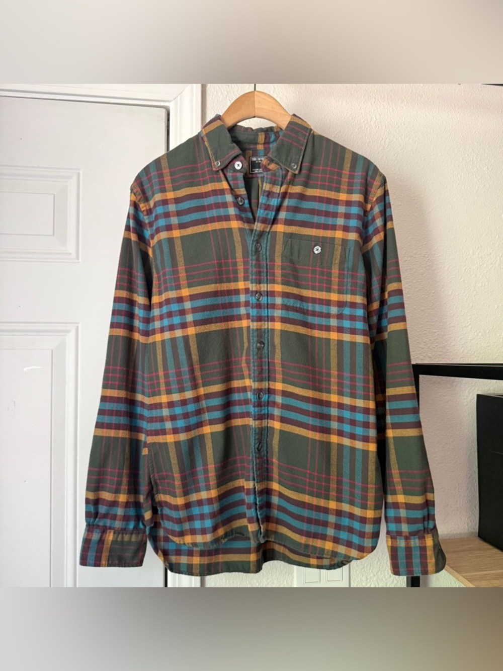 TODD SNYDER multicolor cotton plaid flannel long sleeve button up shirt